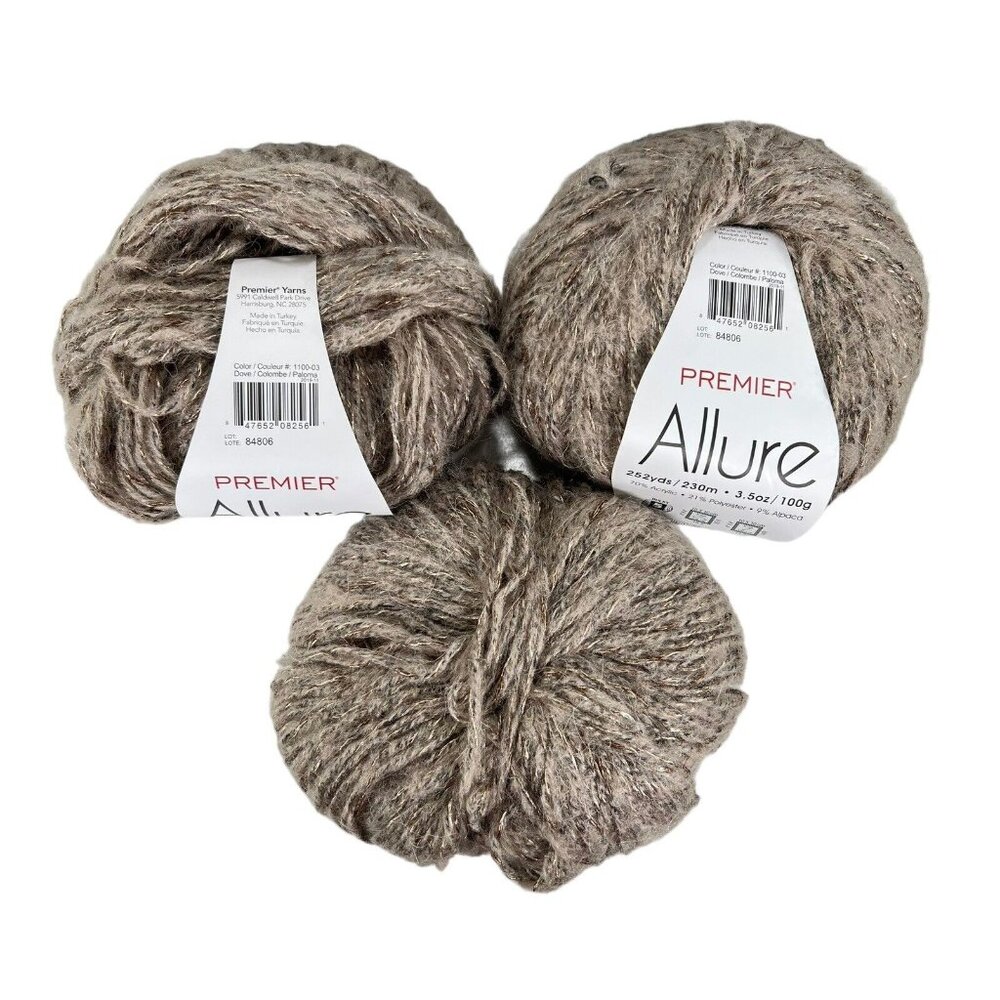 Premier Allure Alpaca Blend Luxury Yarn Dove Lot of 3 Turkey Original Package